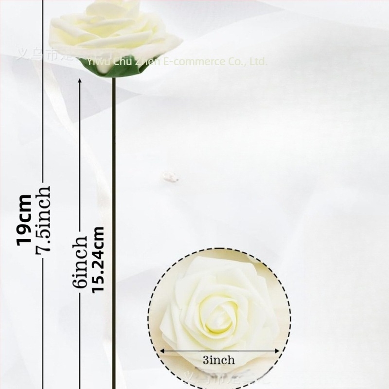 7,62 cm műanyag rózsák, 16 szár, két darab hat levélű rózsafej, szár és levelek, PE virágfej, esküvői dekoráció