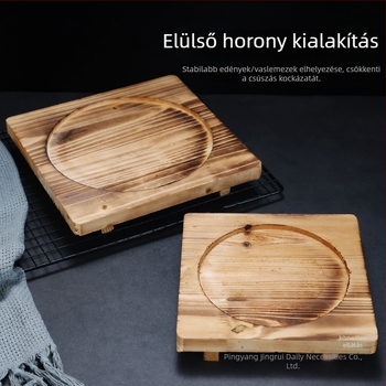 Kő- és agyagtálakhoz való fa alátét, széntüzelésű tűzhely hőszigetelő alap, tea főzéséhez fa deszka, fazék alap tálca, vaslemez