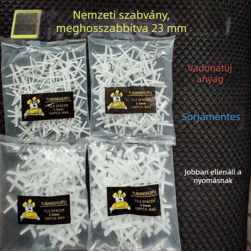 Kereszt alakú csempe spacer készlet – vastagított pozicionáló kártyákkal és kristályos fugalapokkal – műanyag szintező eszköz
