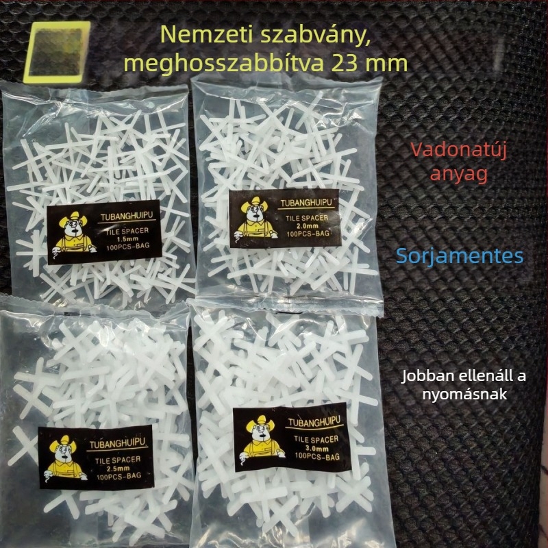 Kereszt alakú csempe spacer készlet – vastagított pozicionáló kártyákkal és kristályos fugalapokkal – műanyag szintező eszköz
