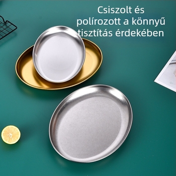Koreai stílusú vastag rozsdamentes acél kör alakú tál – arany színben, grill- és steakhez éttermi használatra, desszerthez sekély tál