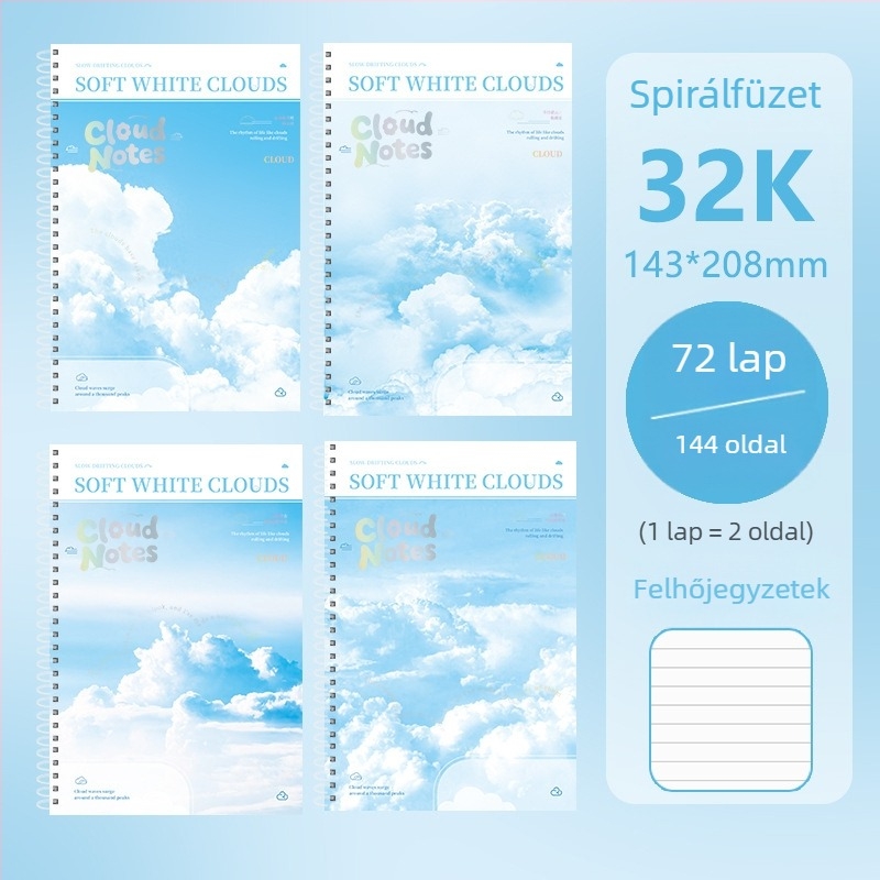 Kétspirál-kötéses notesz, B5A-formátum, vast papír, üres oldalak, általános iskolás diákok számára gyakorláshoz, modern dizájn