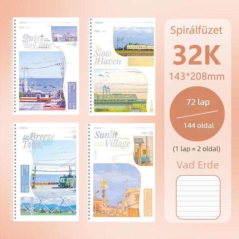 Kétspirál-kötéses notesz, B5A-formátum, vast papír, üres oldalak, általános iskolás diákok számára gyakorláshoz, modern dizájn