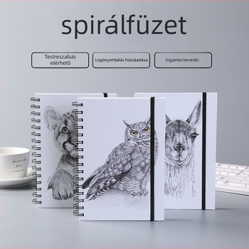 Spirálfüzet fényes kemény borítóval, szabad oldalas, rajzfilmszerű diák stílus