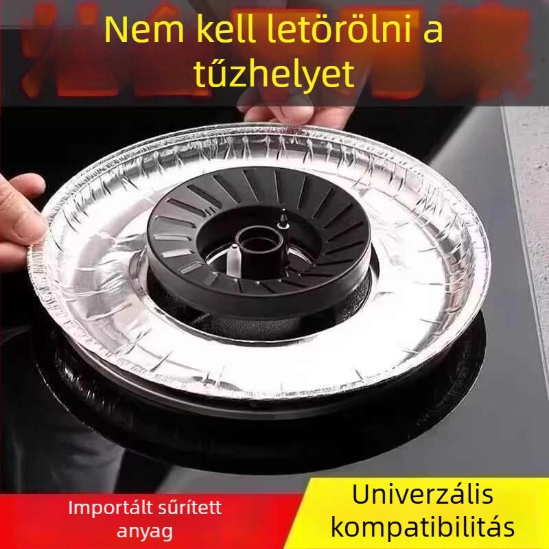 Sűrített olajálló alátét gázsütőhöz, kerek konyhai fedél alumíniumfóliából készült gyűrűvel