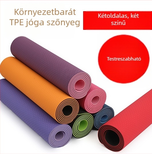 TPE kétszínű jóga matrac, 6 mm, szagtalan, csúszásmentes edzésmatrac jóga számára, 183×61 cm