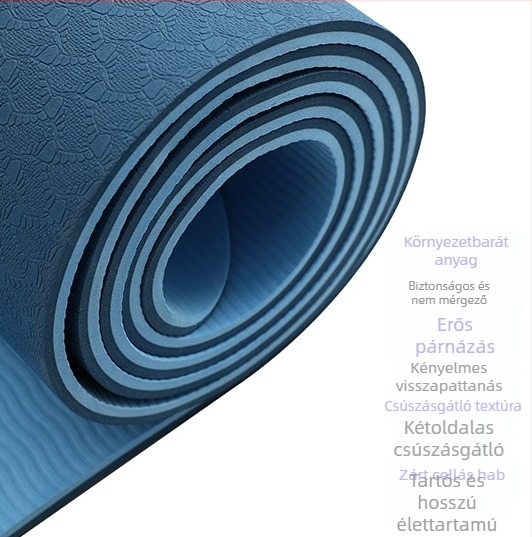 TPE kétszínű jóga matrac, 6 mm, szagtalan, csúszásmentes edzésmatrac jóga számára, 183×61 cm