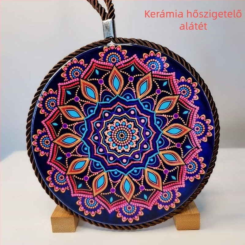Kerek kerámia hőszigetelő asztali alátét, Bohemia mintával