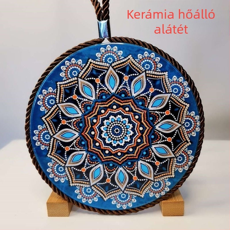 Kerek kerámia hőszigetelő asztali alátét, Bohemia mintával