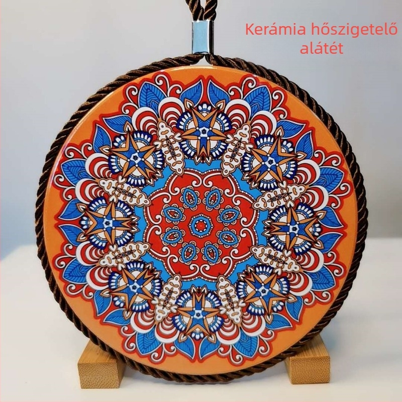 Kerek kerámia hőszigetelő asztali alátét, Bohemia mintával
