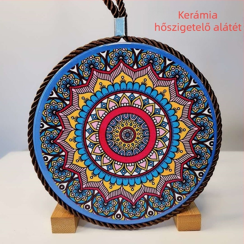Kerek kerámia hőszigetelő asztali alátét, Bohemia mintával