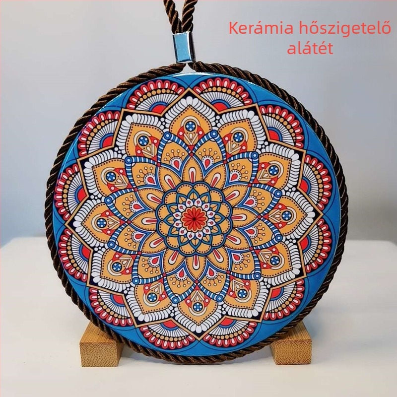 Kerek kerámia hőszigetelő asztali alátét, Bohemia mintával