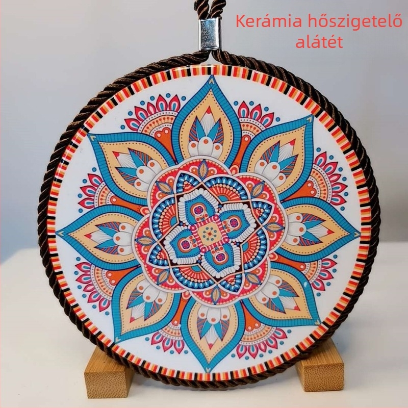 Kerek kerámia hőszigetelő asztali alátét, Bohemia mintával