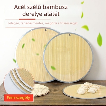 Vastagított, kétoldalas függő knédli-matrac fém perimmel és természetes zöld bambusz borítással
