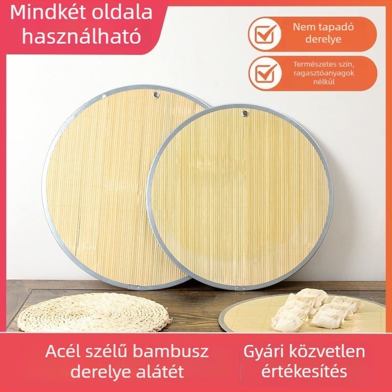 Vastagított, kétoldalas függő knédli-matrac fém perimmel és természetes zöld bambusz borítással