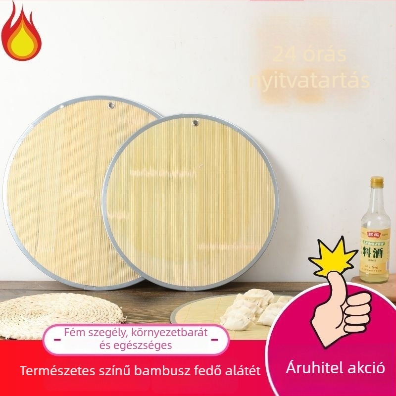 Vastagított, kétoldalas függő knédli-matrac fém perimmel és természetes zöld bambusz borítással