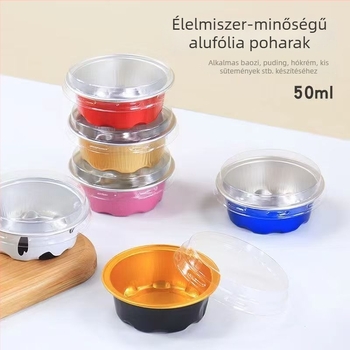 50 ml-es bowl cake forma készlet alumíniumfóliás poharakkal és csomagolással