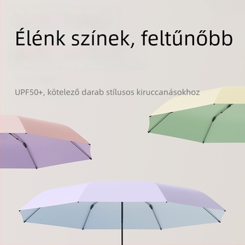 Diák esernyő, teljesen automata, összecsukható, macaron-stílusú, megerősített szélállóság, napos és esős használatra, UV védelem