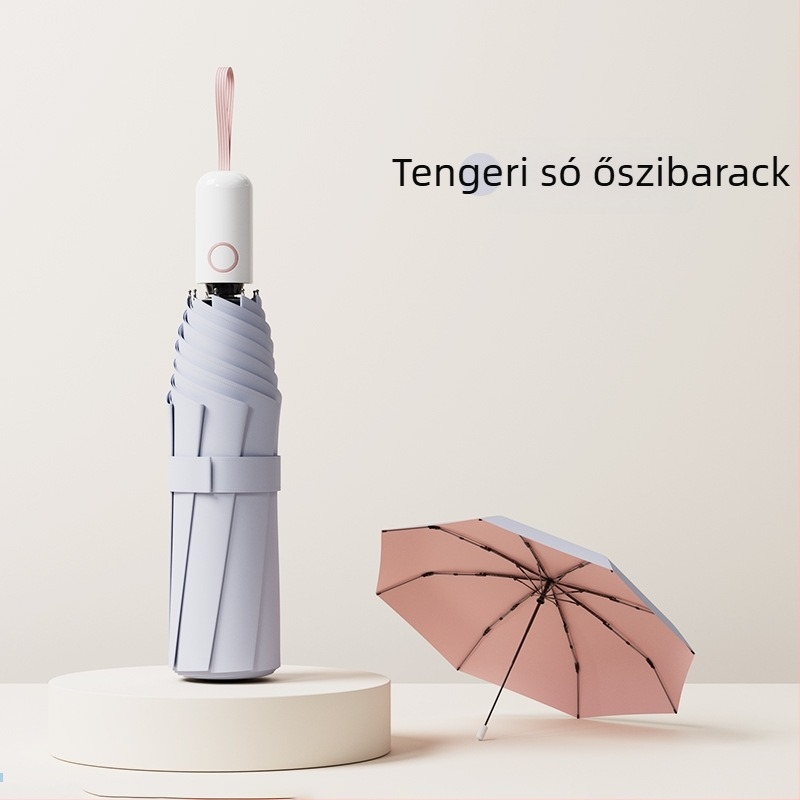 Diák esernyő, teljesen automata, összecsukható, macaron-stílusú, megerősített szélállóság, napos és esős használatra, UV védelem