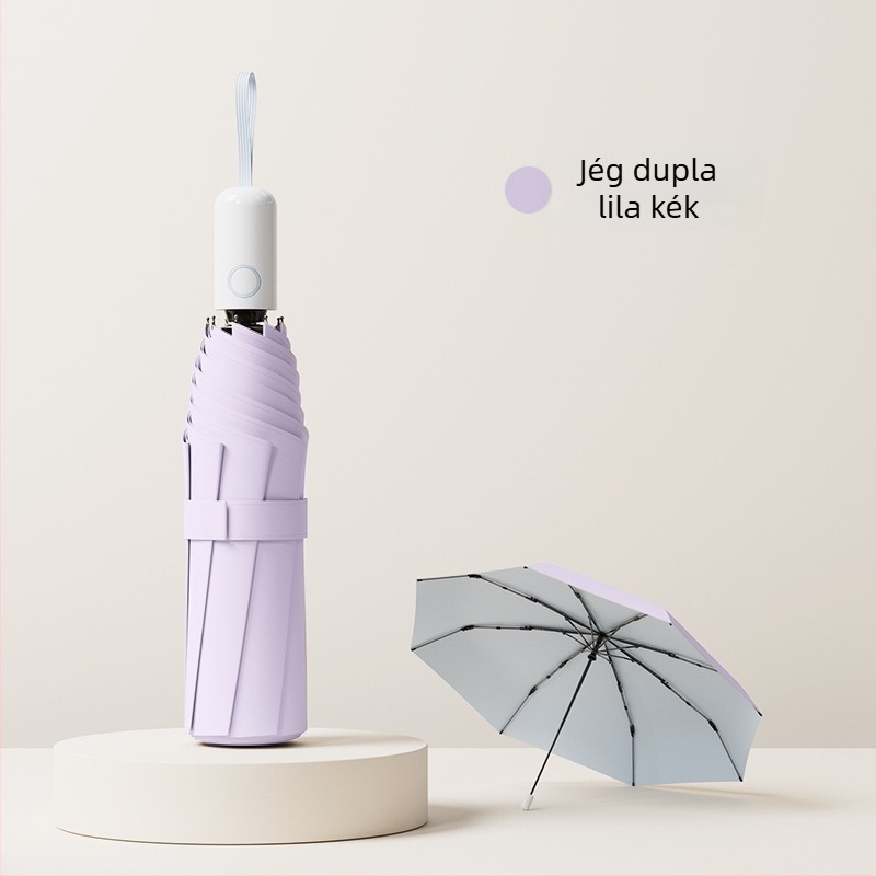 Diák esernyő, teljesen automata, összecsukható, macaron-stílusú, megerősített szélállóság, napos és esős használatra, UV védelem
