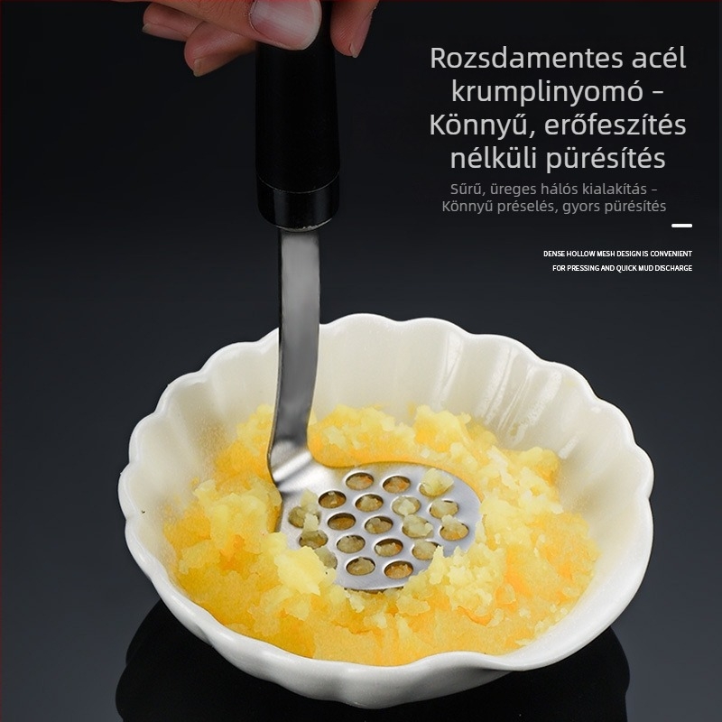 304 rozsdamentes acél konyhai eszközök készlet: sütő spatula, torta- és pizza spatula, burgonya törő, húsgolyó kanál.