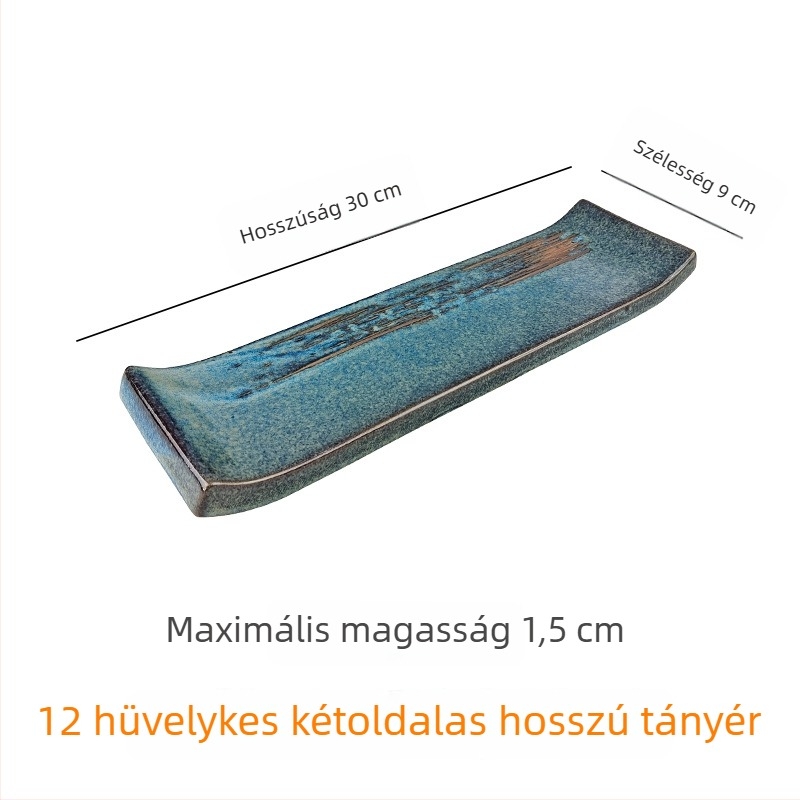 Japán stílusú kerámia lapos tál arany- és ezüst díszítéssel, kreatív sushi tál, grill tál és marhanyelv tál