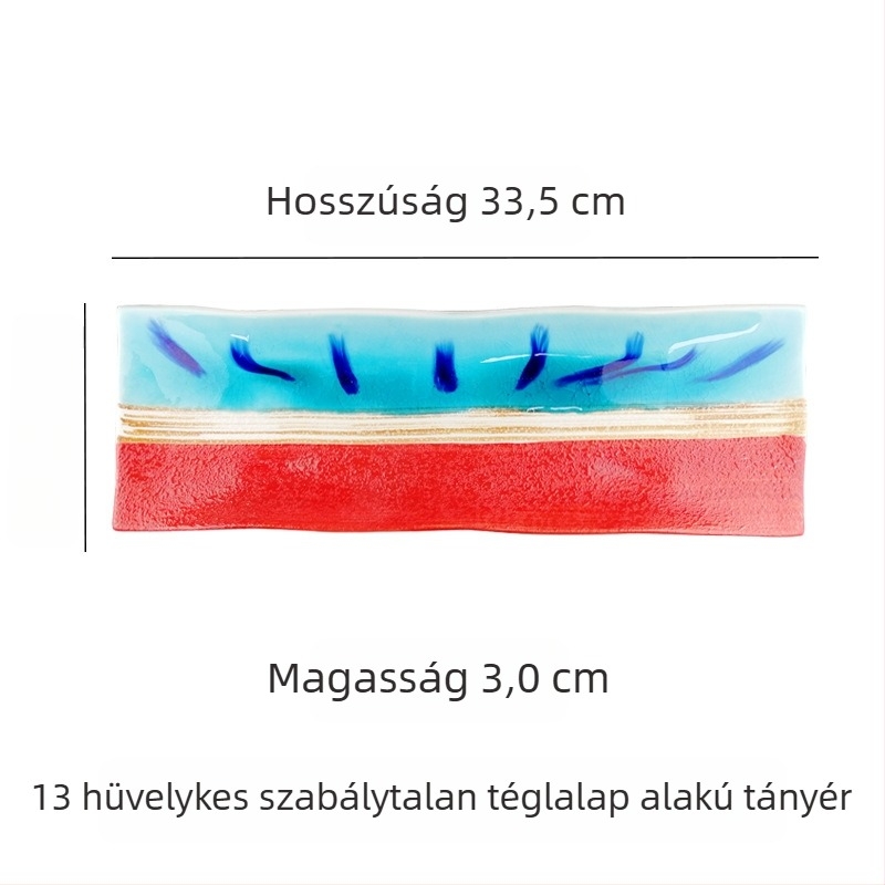 Japán stílusú kerámia lapos tál arany- és ezüst díszítéssel, kreatív sushi tál, grill tál és marhanyelv tál