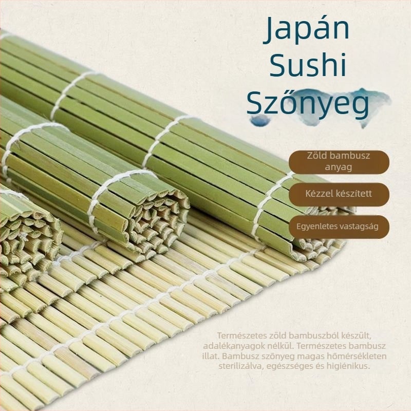 Zöld bambusz sushi matrac – japán konyhai eszköz a sushi tekeréséhez és sashimi tálalásához