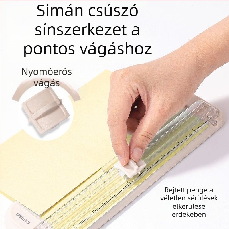 Deli TD900 Mini papírvágó – Biztonságos kézi vágóeszköz diákoknak