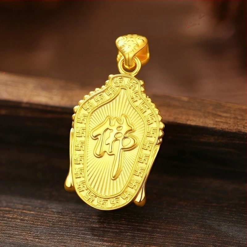 Ősi aranyozott sárgaréz Buddha fej medál, etnikus stílusú, szőtt kötél nyaklánccal