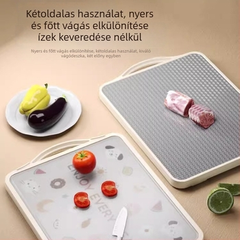 Rozsdamentes acél vágódeszka, penész- és antibakteriális, kétoldalas, otthoni használatra
