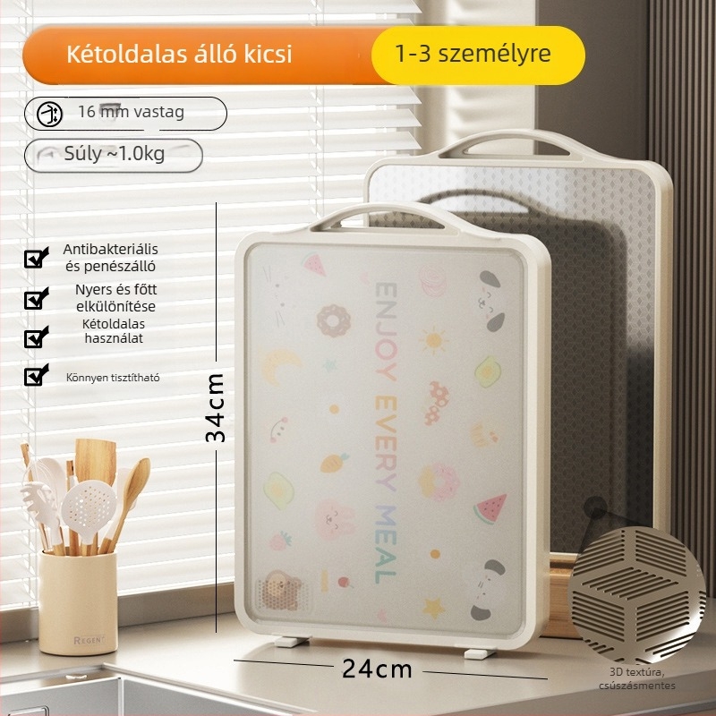 Rozsdamentes acél vágódeszka, penész- és antibakteriális, kétoldalas, otthoni használatra