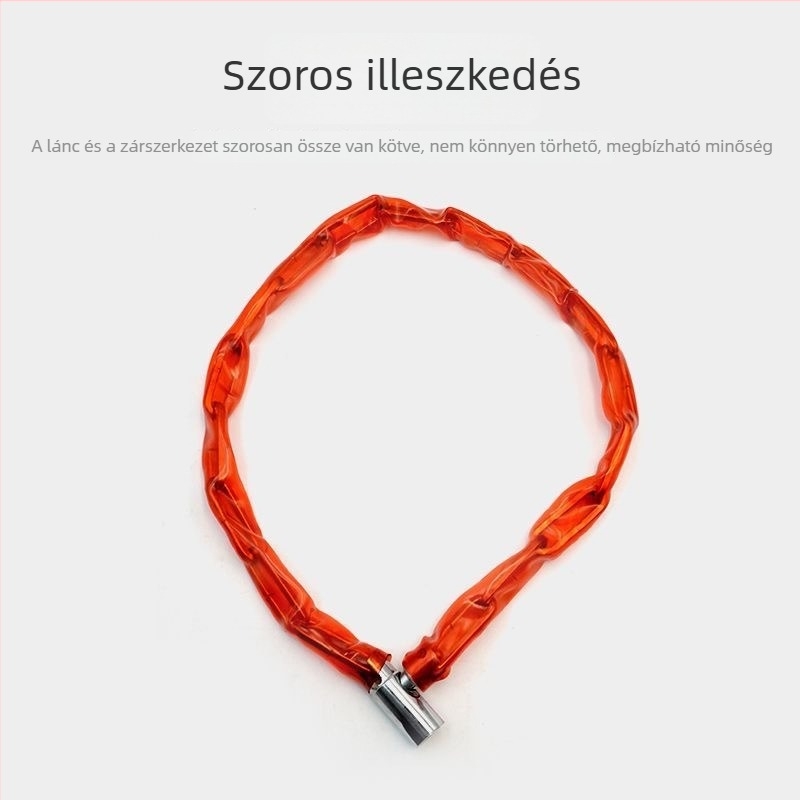 SHI Vaslánc kerékpárzár biztonsági zármechanizmussal, modell 7 négyszög 80