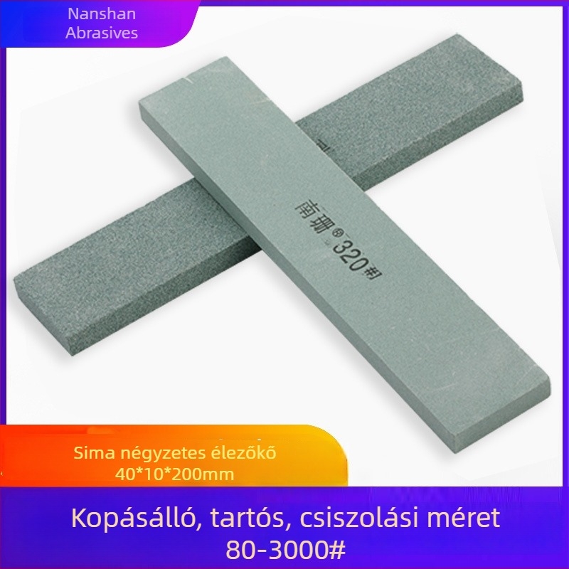 Zöld szilícium-karbid élező kő, olajos kő, 10×40×200 mm, lapos négyzet alakú, polírozásra és megmunkálásra