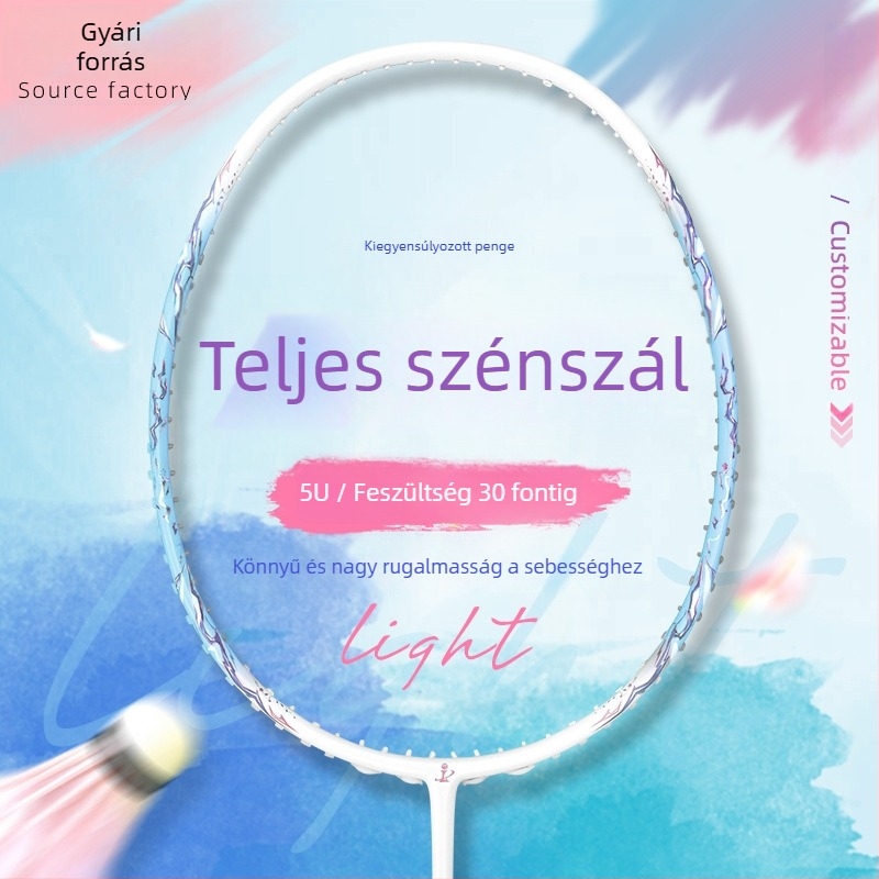 Teljes szénből készült tollasütő szett, ultra könnyű, 5U, nagy feszítés, G5 fogantyú, támadó-kiegyensúlyozott kialakítás