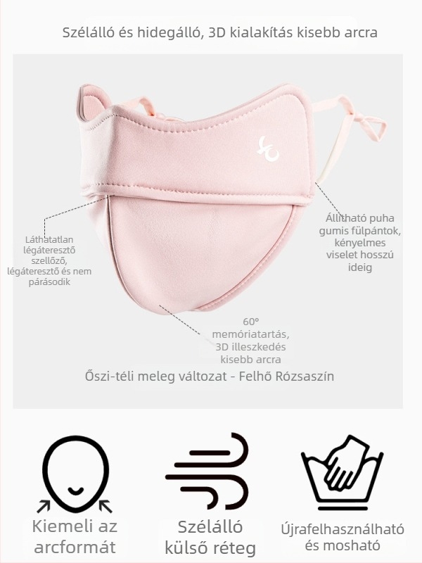 Női meleg maszk halcsont mintával, szemvédő, őszi–téli 3D maszk