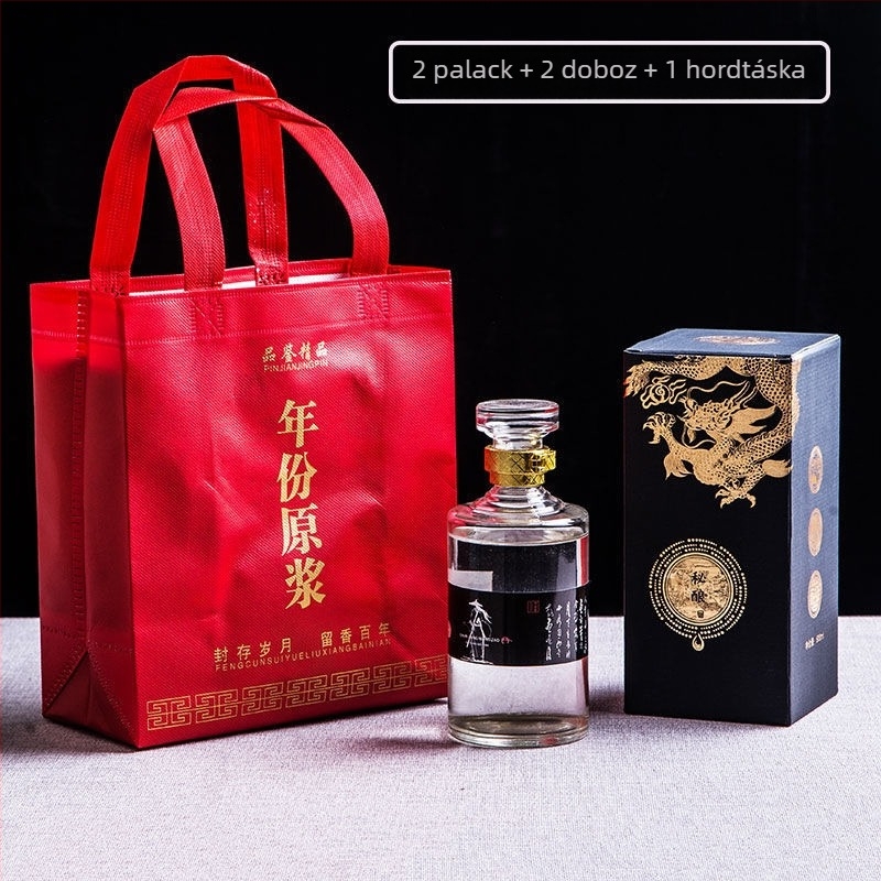 Áttetsző üvegboros üveg habcsomagolással, japán antik stílusú üres üveg, kerámia üveg, 500 ml