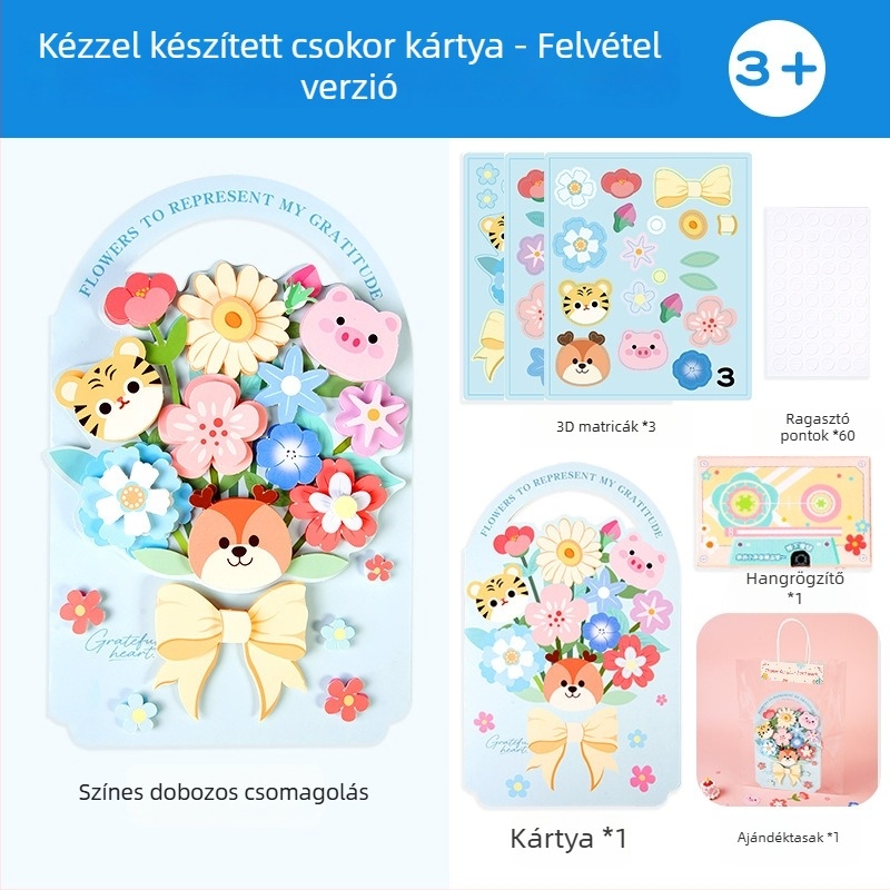 Tanítók napja óvodában – DIY 3D virágcsokor készlet és hangfelvételes karton