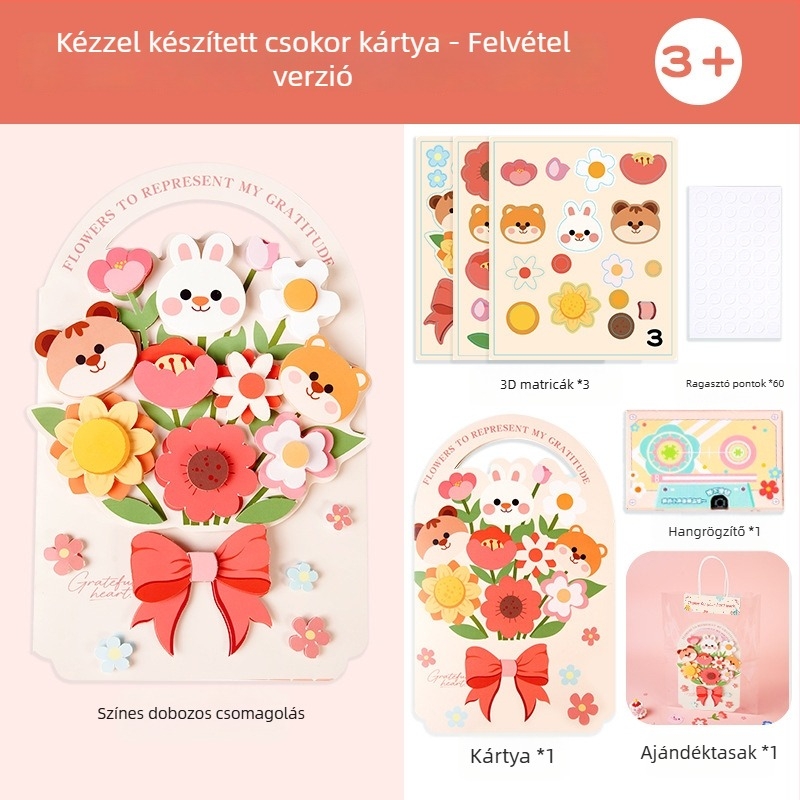 Tanítók napja óvodában – DIY 3D virágcsokor készlet és hangfelvételes karton