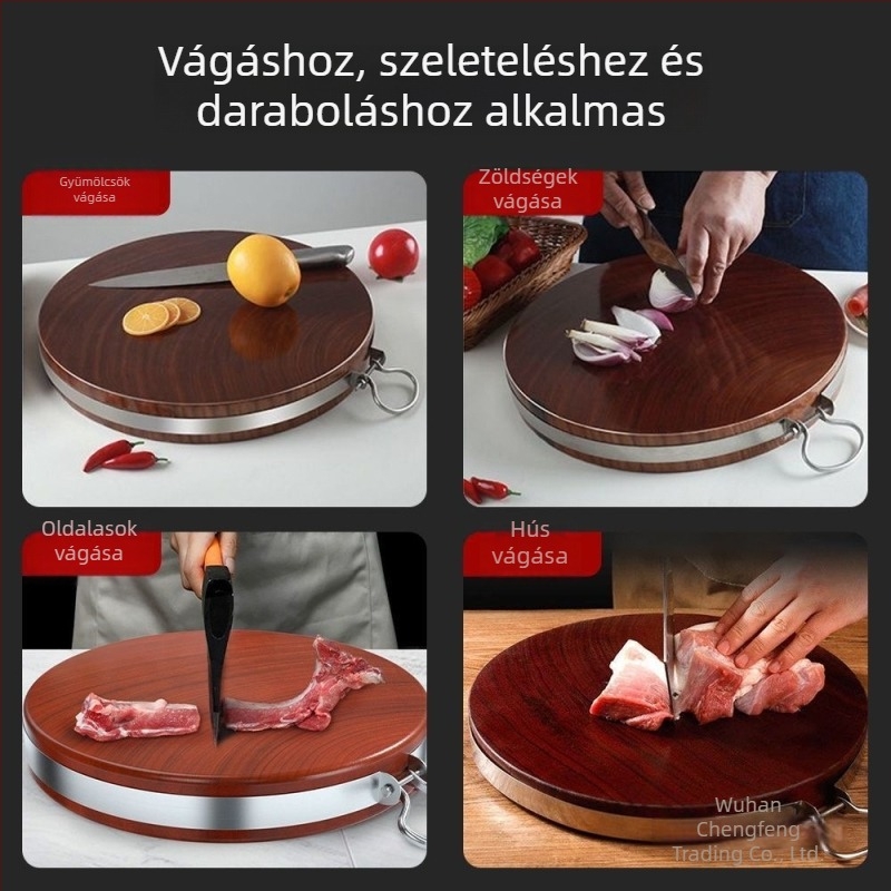 Ironwood vágódeszka, antimikrobiális, tömörfa, konyha, kör és sík formában