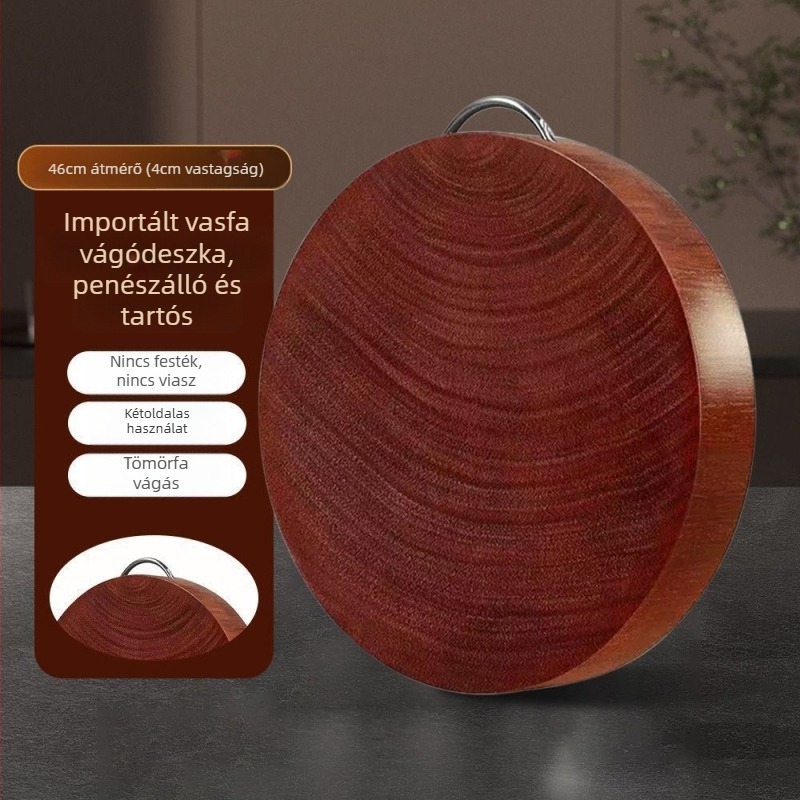 Ironwood vágódeszka, antimikrobiális, tömörfa, konyha, kör és sík formában