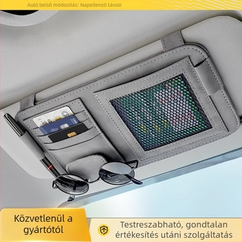 Autó napellenzőhöz készült szemüveggyűrű klip, kártyatartó és jegytartó, multifunkcionális napszemüveg tároló doboz