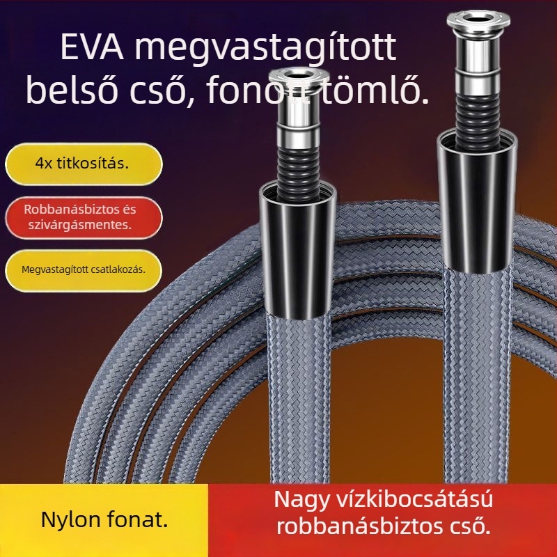 Nylon hálós zuhanycső, magas hőmérséklet-ellenálló, robbanásbiztos, univerzális 1/2 hüvelykes csatlakozás, forró és hideg vízhez