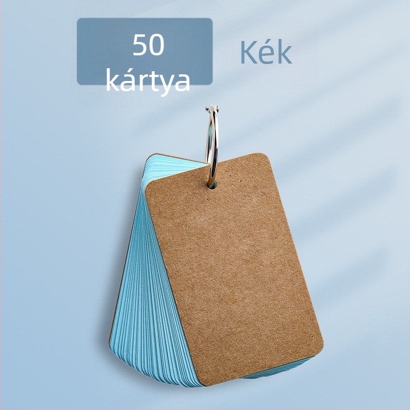 Zsebméretű DIY jegyzetfüzet üres angol szavak kártyáival, színes kemény kartonból, gyűrűs kötés