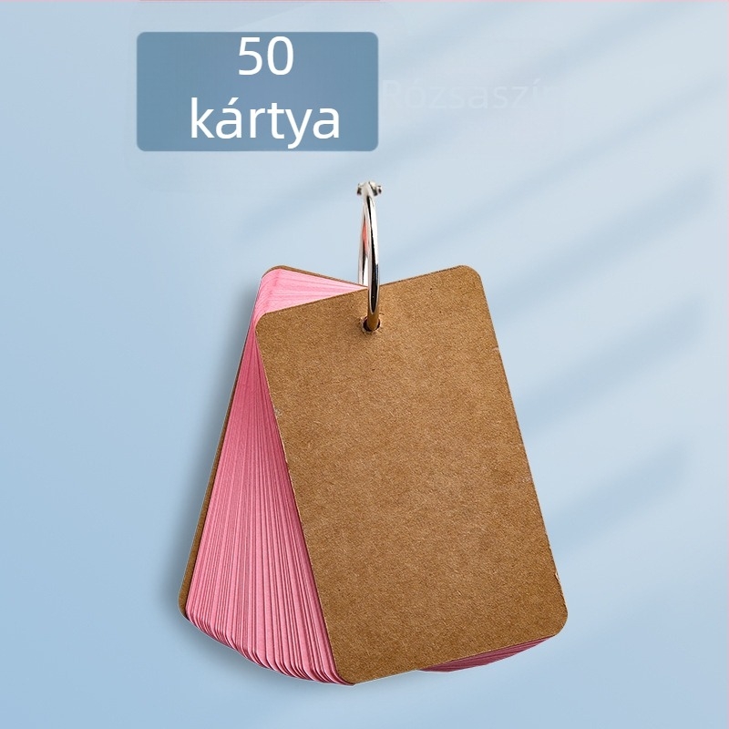 Zsebméretű DIY jegyzetfüzet üres angol szavak kártyáival, színes kemény kartonból, gyűrűs kötés