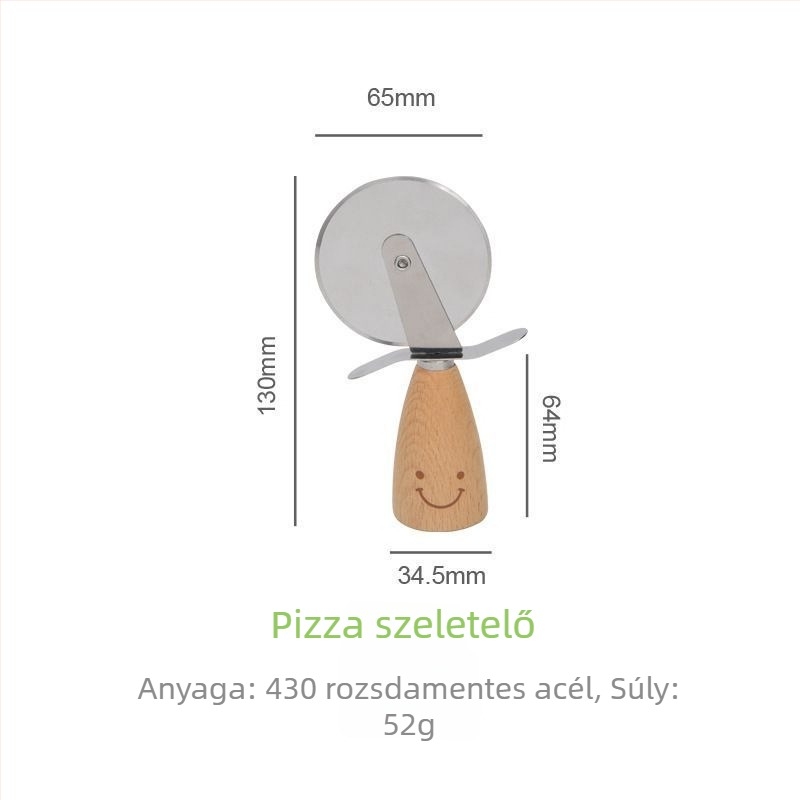Rozsdamentes acél sütőeszközök készlet: tojáshabosító, torta spatulája, pizza kerék, liszt szita és keverőkanál