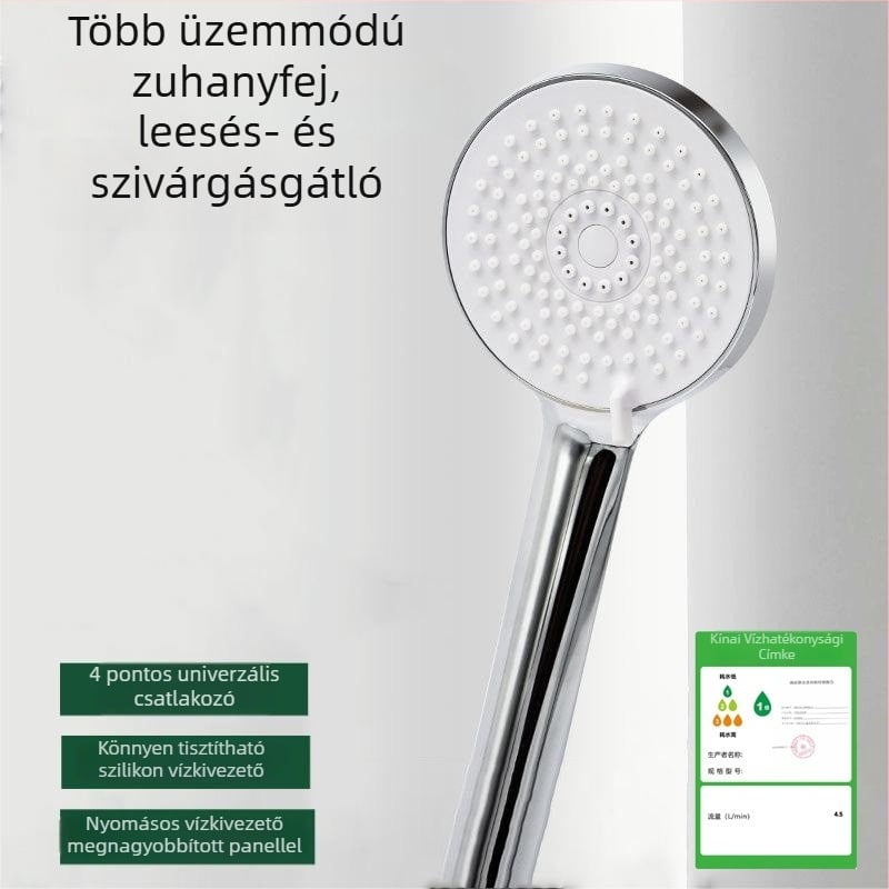 Otthoni használatra szánt nyomásos zuhanyfej szett, zuhanycsővel és esőzuhany-fejjel