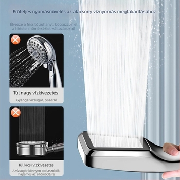 Nyomásnövelő zuhanyfej univerzális csatlakozással, krómozott ABS, állítható