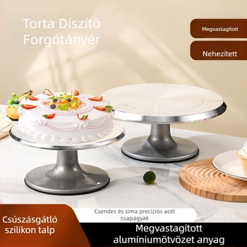 Alumínium ötvözet tortaforgótálca dekoráláshoz, 10–12 hüvelyk, csúszásmentes alap