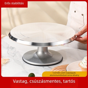 Alumínium ötvözet tortaforgótálca dekoráláshoz, 10–12 hüvelyk, csúszásmentes alap